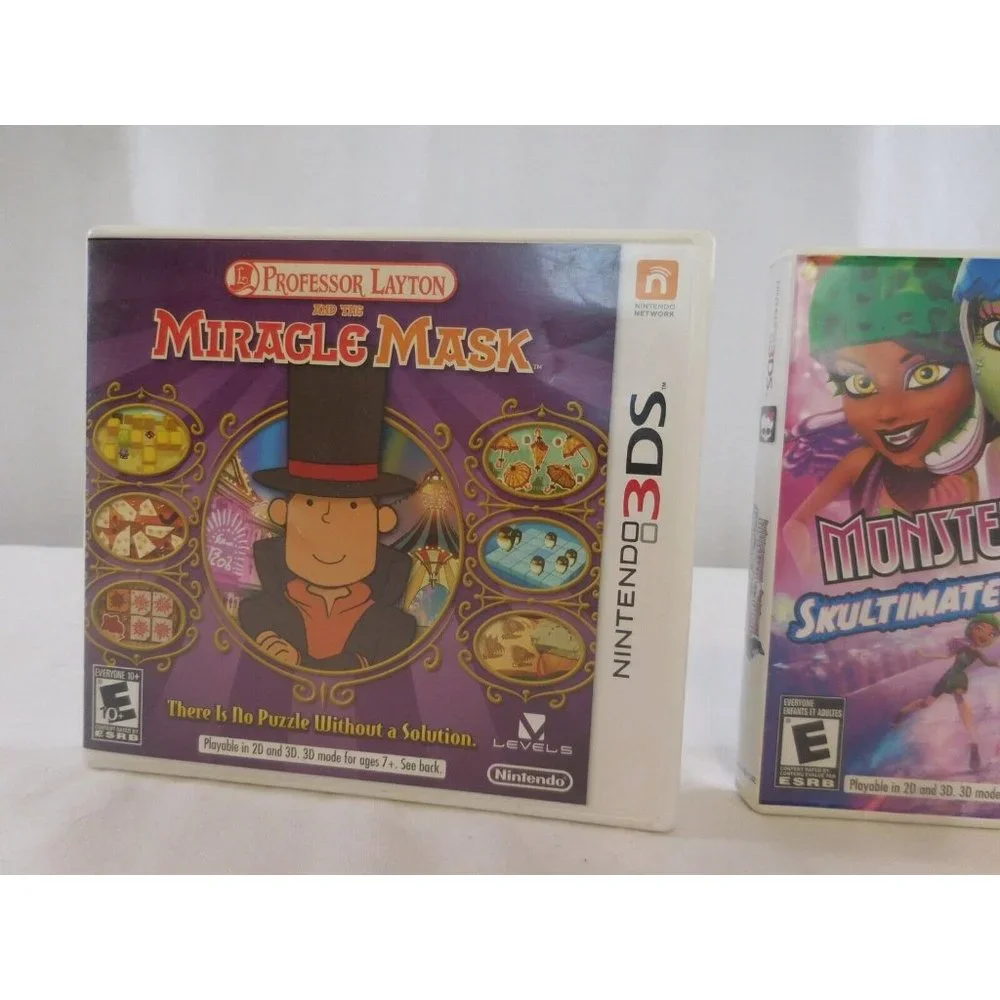 Professor Layton and the Miracle Mask (Nintendo 3DS, 2012) Complete + Monster Hi
